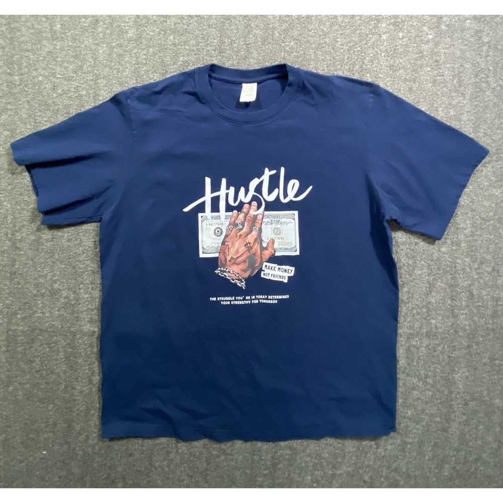 Mens Pro Club Shaka RTP Hustle Money Graphic Tee Shirt Blue Size L